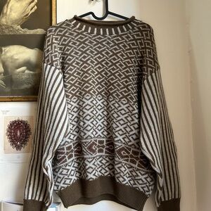 vintage sweater, earth tones & geometrical patterns / grandpa-core